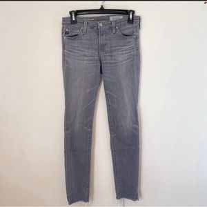 AG Adriano Goldschmied Gray Raw Hem Legging Ankle Jeans 27